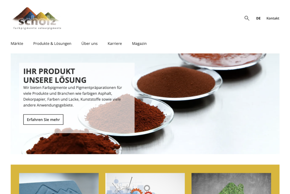 Vorschau des Konzeption / Webdesign / Development Projekts Website Scholz Farbpigmente